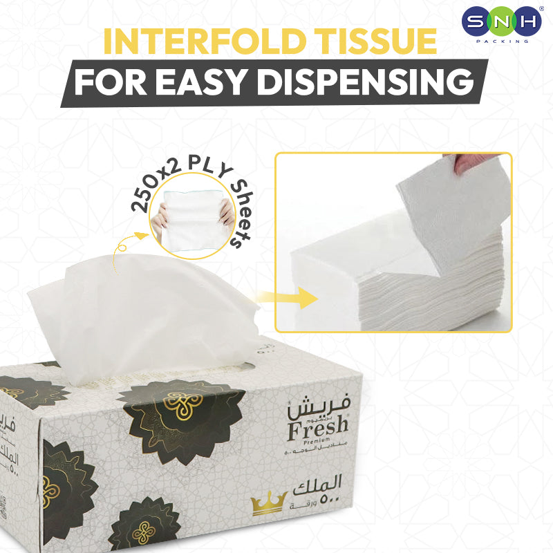 SNH Fresh King facial tissue 250x2ply sheets premium facial tissue UAE