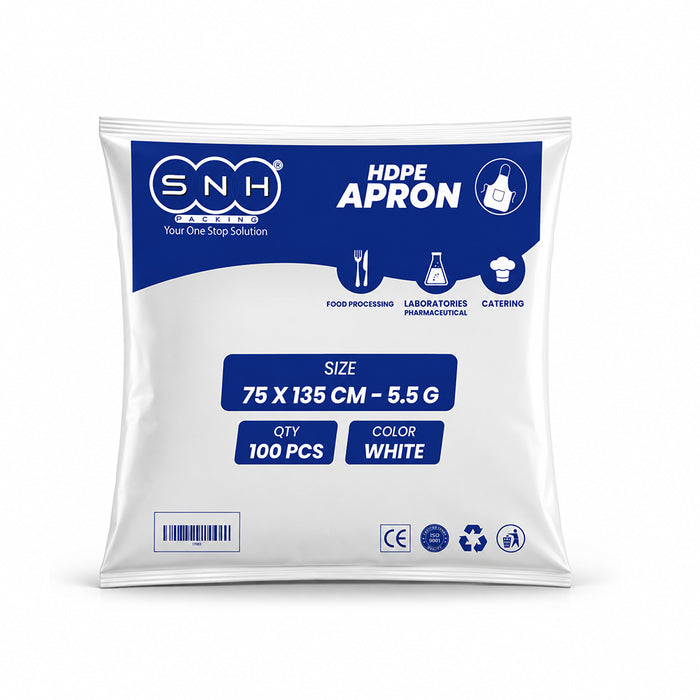 HDPE Plastic Apron Disposable 100 PCS PKT