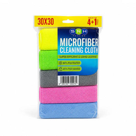Reuseable Microfiber Cleaning Cloth Pack of 5 - Lint Free Reusable Towels