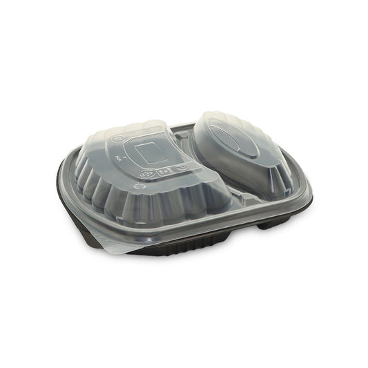 SNH Packing black microwave container 2 compartment food tray UAE
