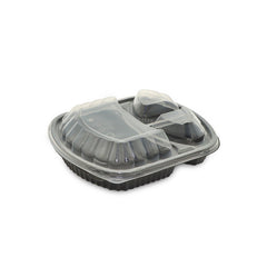 SNH Packing black microwave container 3 compartment lunch box UAE