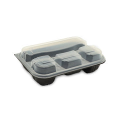 SNH Packing black microwave container 4 compartment meal tray UAE
