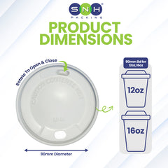 SNH 90mm white PP slider lid for paper cups UAE