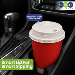 SNH white 90mm PP slider lid hot drink cup UAE