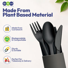 SNH PLA cutlery wrapped black eco friendly dining set UAE