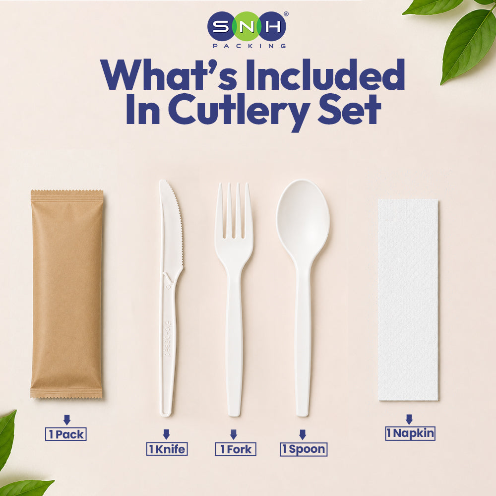 SNH PSM cutlery wrapped biodegradable tableware set UAE