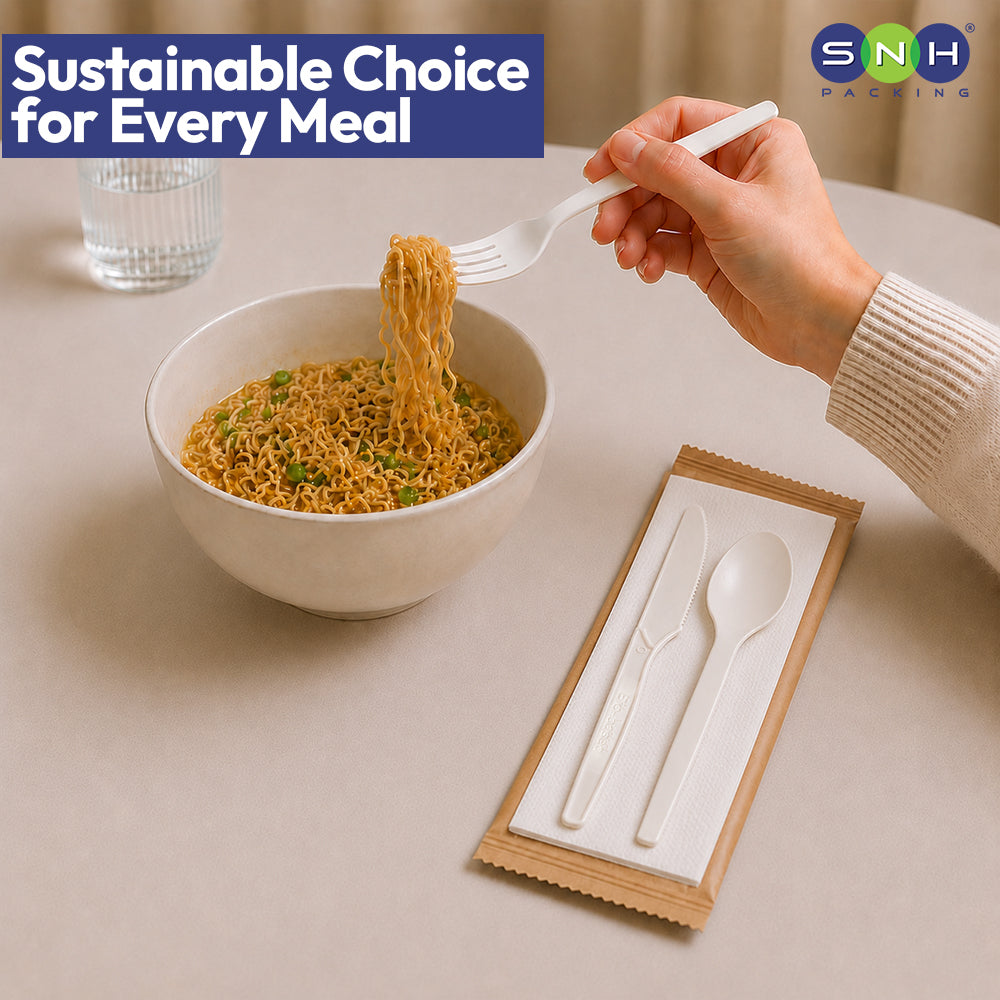 SNH PSM cutlery wrapped sustainable spoon fork knife set UAE