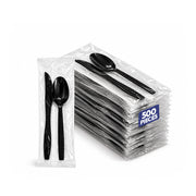 Black Spoon and Knife Set Wrapped - 500 Pcs Bulk Pack - SNH Packing