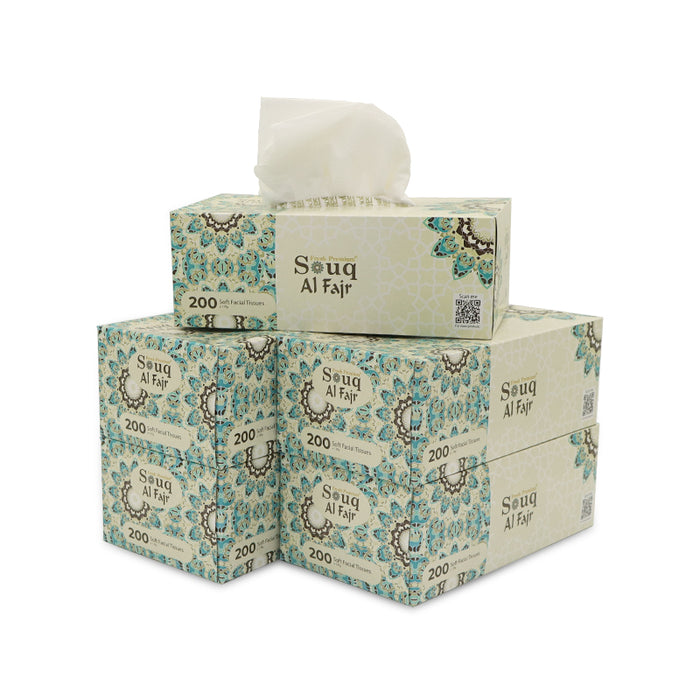 Souq Al Fajr Facial Tissue 200 Sheets 2 Ply 5 Boxes