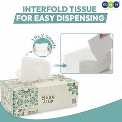 SNH Souq Al Fajr facial tissue 200 sheets household tissue paper UAE