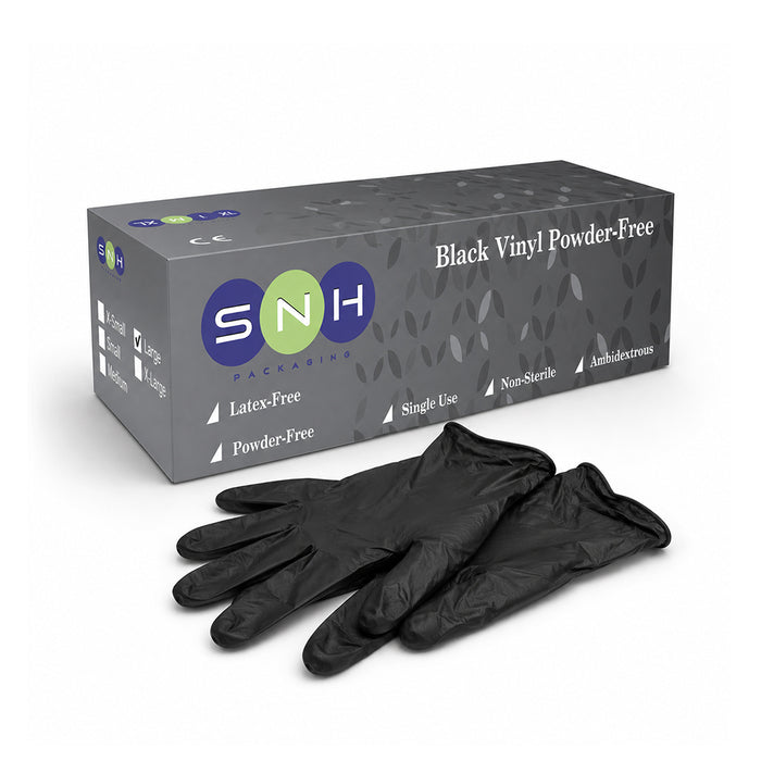 Vinyl Gloves Powder Free 100 PCS Pack Black Blue Clear