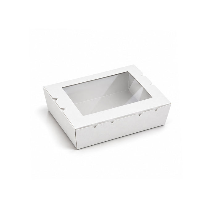 Kraft Lunch Box with Window White Paperboard Takeaway Packaging