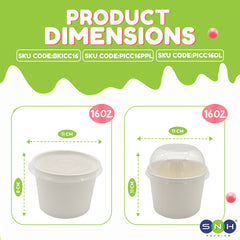 SNH white kraft paper ice cream cup 16oz dessert serving cup UAE
