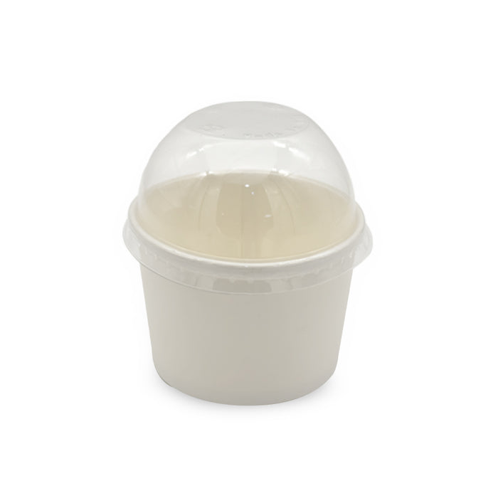 White Paper Ice Cream Cups with Lid 4 OZ to 16 OZ