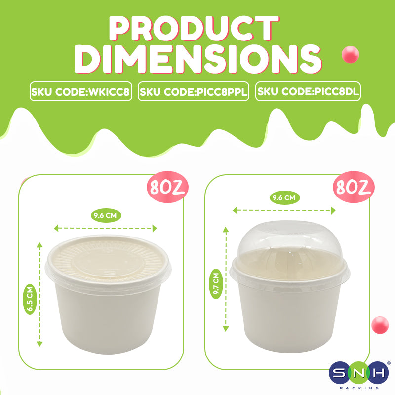 SNH white kraft paper ice cream cup 8oz dessert serving cup UAE