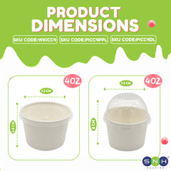 SNH white kraft paper ice cream cup 4oz dessert serving cup UAE