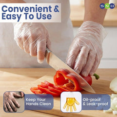 SNH Wrapped PE Gloves Disposable Food Handling - SNH Packing