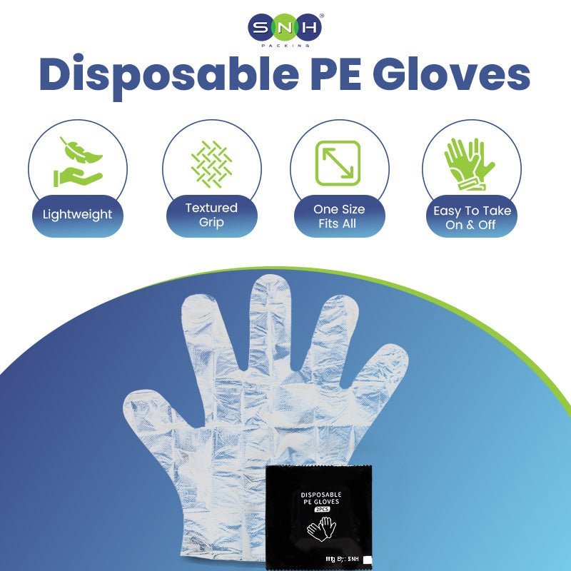 SNH Wrapped PE Gloves Disposable Food Handling - SNH Packing