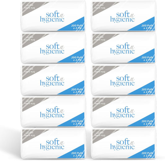 Soft & Hygienic Nylon Facial Tissue 200 Sheets 2 Ply 5 or 10 Boxes - SNH Packing