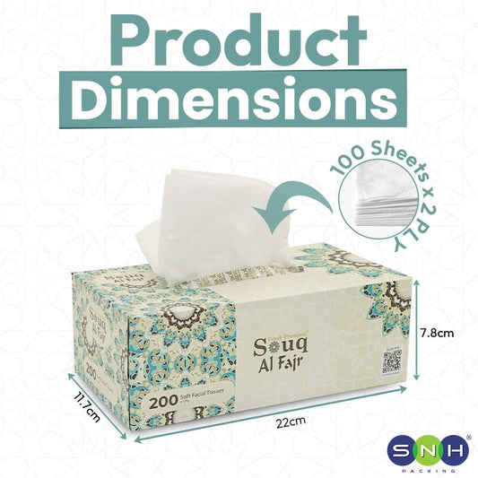 Souq Al Fajr Facial Tissue 100 Sheets 2 Ply 5 Boxes - SNH Packing