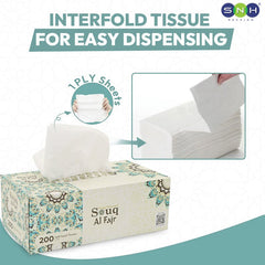 Souq Al Fajr Facial Tissue 200 Sheets 2 Ply 5 Boxes - SNH Packing