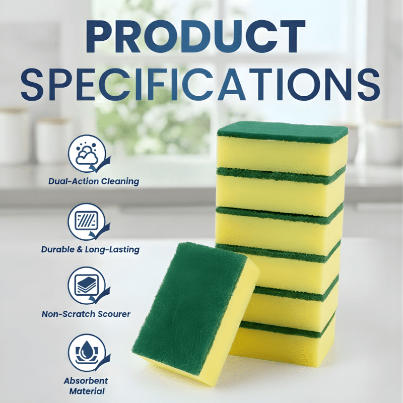 Sponge with Scotch – Dual - Sided Kitchen & Dish Cleaner - SNH Packing
