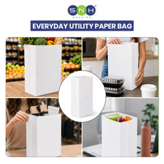 Square Bottom Paper Bags Brown White Kraft Takeaway - SNH Packing