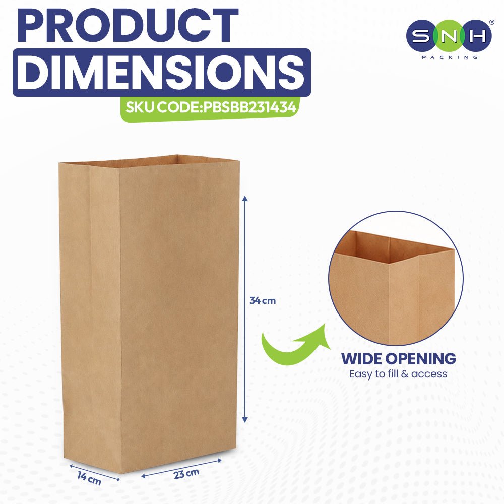 Square Bottom Paper Bags Brown White Kraft Takeaway - SNH Packing