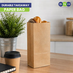 Square Bottom Paper Bags Brown White Kraft Takeaway - SNH Packing