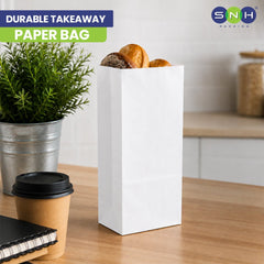 Square Bottom Paper Bags Brown White Kraft Takeaway - SNH Packing