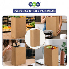 Square Bottom Paper Bags Brown White Kraft Takeaway - SNH Packing