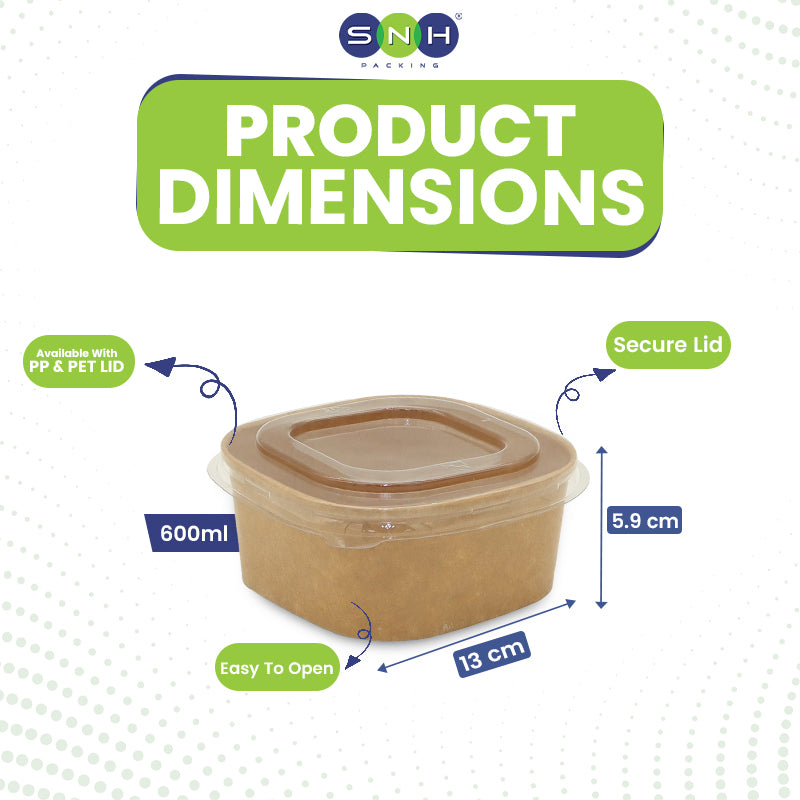 Product dimensions of a container with SNH branding 