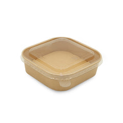 Beige food container with a clear lid 