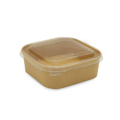 Kraft paper food container with a clear lid 