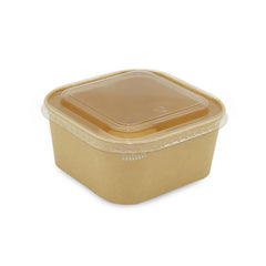 Gold-colored food container with a clear lid