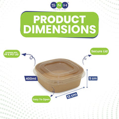 Square Brown Salad Bowls with PET PP Lids 400ml to 1400ml - SNH Packing