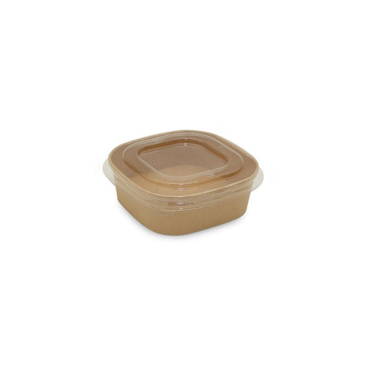 Square Brown Salad Bowls with PET PP Lids 400ml to 1400ml - SNH Packing