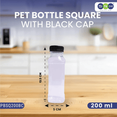 Square PET Bottles with Caps 200ML to 1500ML - SNH Packing
