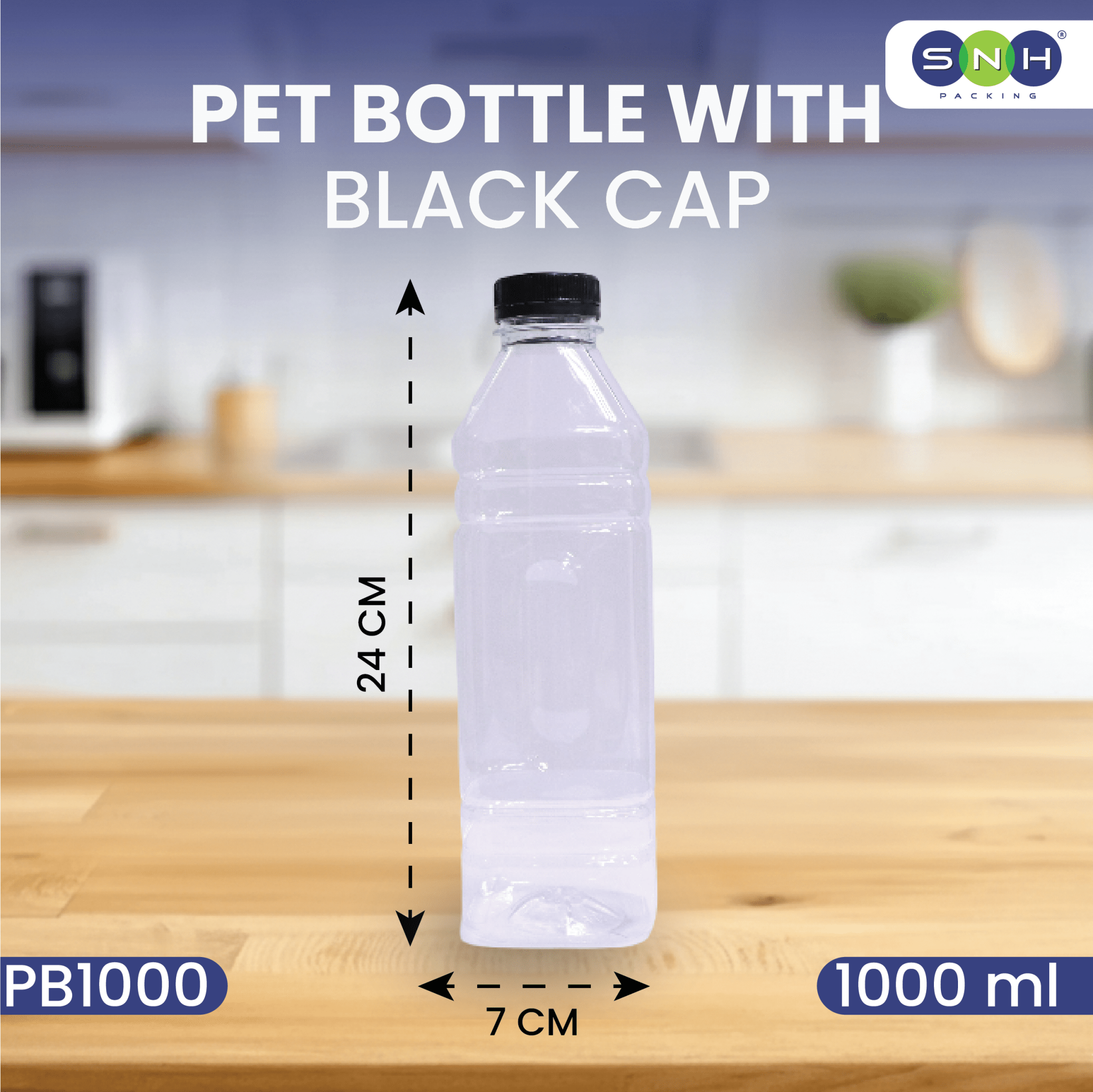 Square PET Bottles with Caps 200ML to 1500ML - SNH Packing