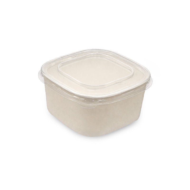 Square White Salad Bowl with PET Lid 400ml to 1200ml - SNH Packing