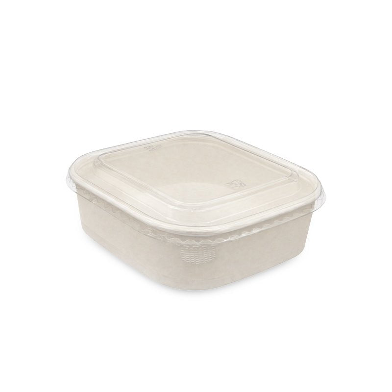 Square White Salad Bowl with PET Lid 400ml to 1200ml - SNH Packing
