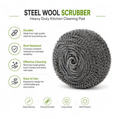 Steel Wool Scrubber Heavy Duty Kitchen Cleaning Pad - SNH Packing