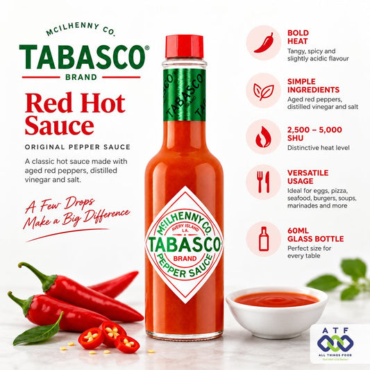 TABASCO Red Hot Sauce 60ml Original Pepper Sauce 12 or 72 Bottles - SNH Packing