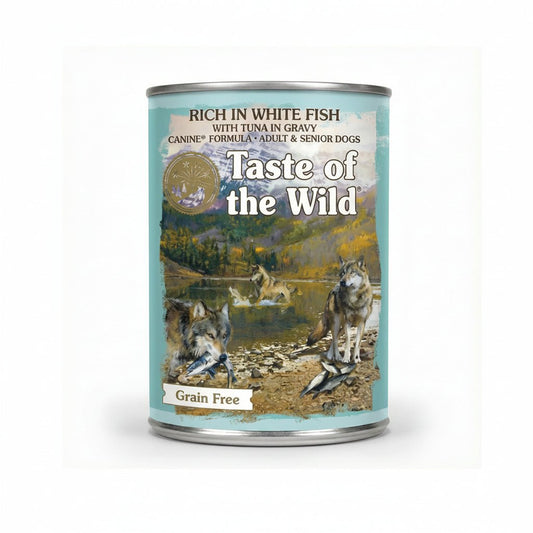Taste of the Wild Rich in White Fish with Tuna in Gravy for Adult and Senior Dogs â€“ 390g - SNH Packing