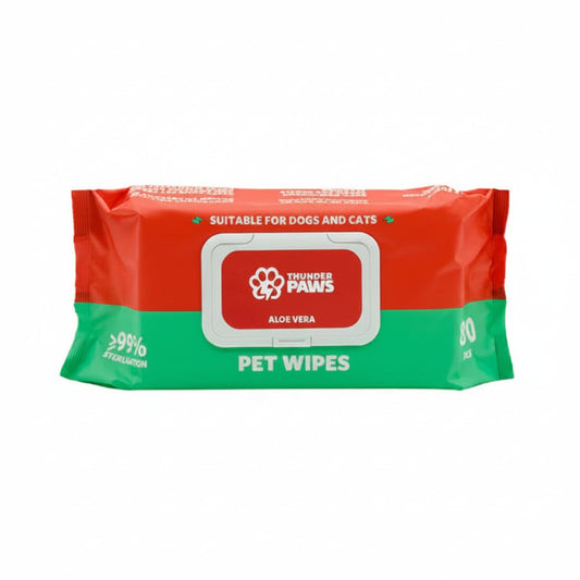 Thunder Paws Aloe Vera Sanitary Pet Wipes Suitable for Cats and Dogs 80PCS - SNH Packing