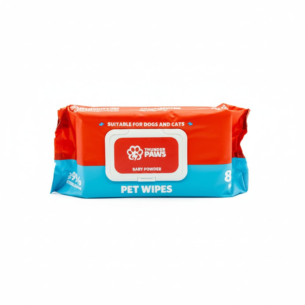 Thunder Paws Baby Powder Sanitary Pet Wipes Suitable for Cats and Dogs 80PCS - SNH Packing