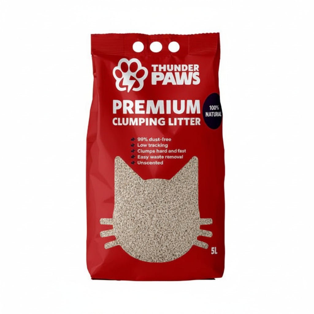 Thunder Paws Premium Hard Clumping Clay Cat Litter UNSCENTED 5L - SNH Packing