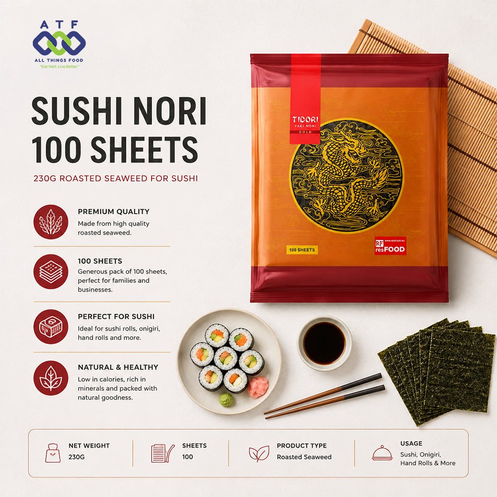 TIDORI Sushi Nori 100 Sheets 230G Roasted Seaweed for Sushi - SNH Packing