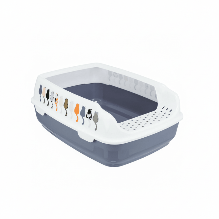 Trixie Delio Cat Litter Tray Rim with Cats Design - GREY/35X20X48CM