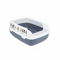Trixie Delio Cat Litter Tray Rim with Cats Design - GREY/35X20X48CM - SNH Packing